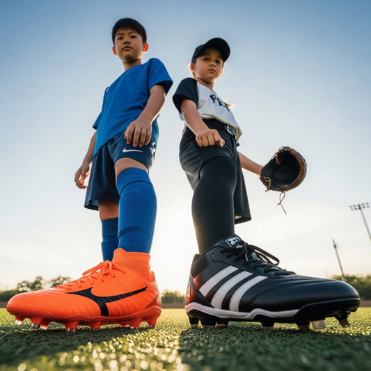 Multi-sport youth athletes wearing Cleatskins on different cleats