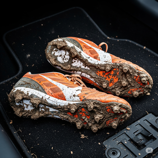 Dirty cleats vs. protected cleats inside car