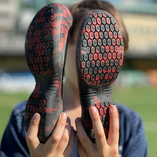 Cleatskins red navy swirl cleat cover