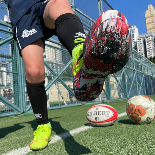 multi-color red swirl cleat protector